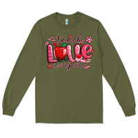Army Green teach love inspire valentines day Long Sleeve Tee - MaliasSmallBusiness