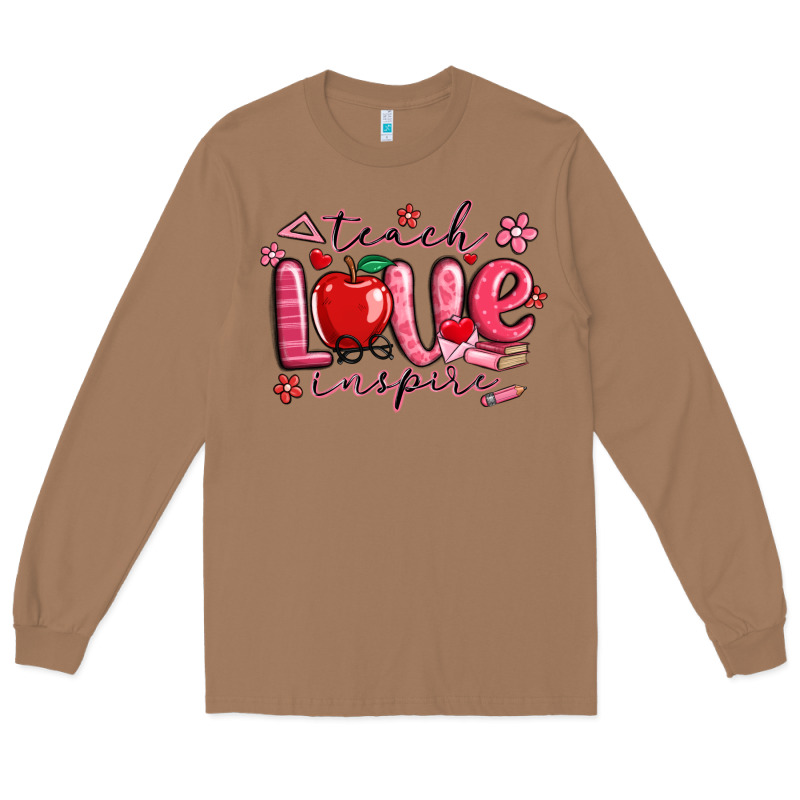 Teach Love Inspire Valentines Day Long Sleeve Tee by MaliasSmallBusiness | Teevron