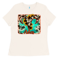 Bone aries turquoise cowhide Ladies Tee - RanaPortraitStore