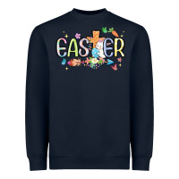 Navy easter cross with bunny Heavyweight Sweatshirt - MaliasSmallBusiness