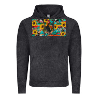 Vintage Black western coop animals rooster sunflowers cowhide wooden serape glitter Vintage Hoodie - Artiststas