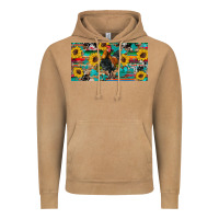 Vintage Camel western coop animals rooster sunflowers cowhide wooden serape glitter Vintage Hoodie - Artiststas