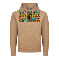 Vintage Coffee western coop animals rooster sunflowers cowhide wooden serape glitter Vintage Hoodie - Artiststas