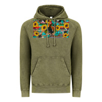 Vintage Olive western coop animals rooster sunflowers cowhide wooden serape glitter Vintage Hoodie - Artiststas