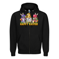 Black Happy Easter gnomies Zipper Hoodie - LillyAllenDesigns