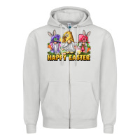 Dove Grey Happy Easter gnomies Zipper Hoodie - LillyAllenDesigns