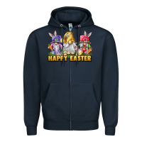 Navy Happy Easter gnomies Zipper Hoodie - LillyAllenDesigns
