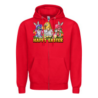 Red Happy Easter gnomies Zipper Hoodie - LillyAllenDesigns