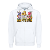 White Happy Easter gnomies Zipper Hoodie - LillyAllenDesigns