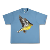 Pebble Blue Flying American Goldfinch Urban Heavy Tee - LillyAllenDesigns