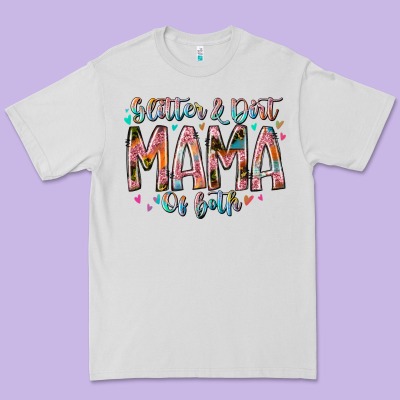Glitter And Dirt Mama Of Both Premium Tee Designed By Racoondesign