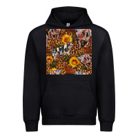 Black Western Spotted Pig With Sunflowers Seamless Urban Hoodie - FaDigitalArtStudio