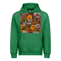 Emerald Western Spotted Pig With Sunflowers Seamless Urban Hoodie - FaDigitalArtStudio