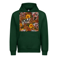 Forest Green Western Spotted Pig With Sunflowers Seamless Urban Hoodie - FaDigitalArtStudio