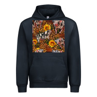 Navy Western Spotted Pig With Sunflowers Seamless Urban Hoodie - FaDigitalArtStudio