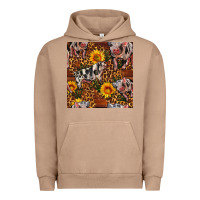 Pigment Burro Western Spotted Pig With Sunflowers Seamless Urban Hoodie - FaDigitalArtStudio