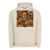 Pigment French Oak Western Spotted Pig With Sunflowers Seamless Urban Hoodie - FaDigitalArtStudio