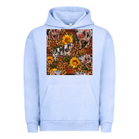 Pigment Grape Ice Western Spotted Pig With Sunflowers Seamless Urban Hoodie - FaDigitalArtStudio