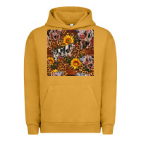 Pigment Peanut Butter Western Spotted Pig With Sunflowers Seamless Urban Hoodie - FaDigitalArtStudio