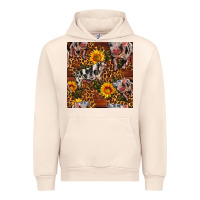 Sandshell Western Spotted Pig With Sunflowers Seamless Urban Hoodie - FaDigitalArtStudio