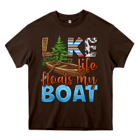 Chocolate Brown lake life floats my boat Heavy Core Tee - HRA Design Shop