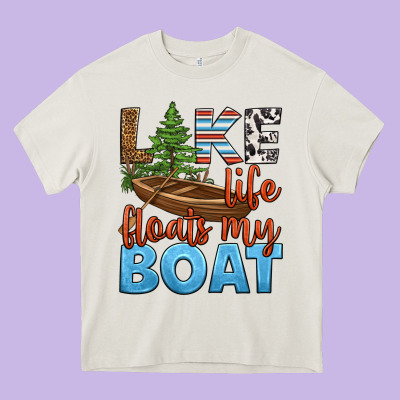Lake Life Floats My Boat Heavy Core Tee Designed By Hra Design Shop
