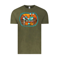 Vintage Olive western cactus Vintage Tee - AdoDesignShop