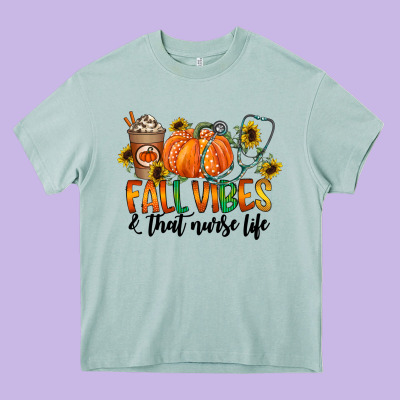Fall Vibes And That Nurse Life Heavy Core Tee Designed By Cowhidedigitalart
