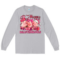 Moon Dust Happy Hallothanksmas Pigs pink Long Sleeve Tee - NancyCooperArtShop