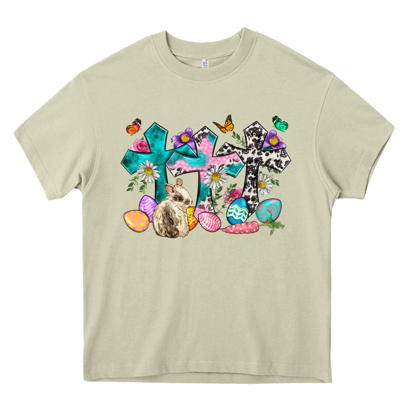 Western Rabbit With Cross And Flowers Heavy Core Tee by Neo Western | Teevron