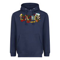 Navy Christmas Teacher Heavyweight Hoodie - NancyCooperArtShop