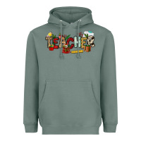 Sage Christmas Teacher Heavyweight Hoodie - NancyCooperArtShop