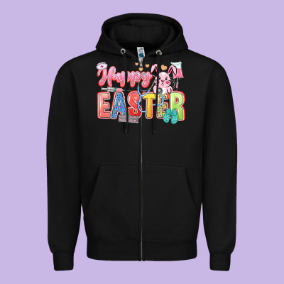 Happy Easter Nurse Zipper Hoodie Designed By Lillyallendesigns