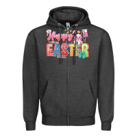 Charcoal Heather Happy Easter Nurse Zipper Hoodie - LillyAllenDesigns