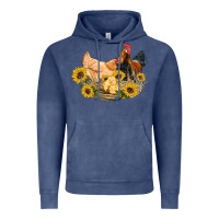 Vintage Denim western coop animals farm chicken chick rooster sunflowers Vintage Hoodie - Artiststas