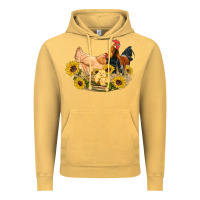 Vintage Mustard western coop animals farm chicken chick rooster sunflowers Vintage Hoodie - Artiststas