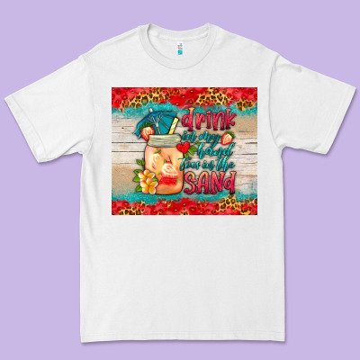 Drink In My Hand Toes In The Sand Tumbler Premium Tee Designed By Hra Design Shop
