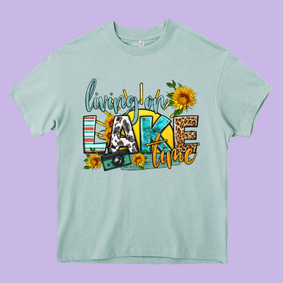 Living On Lake Time Heavy Core Tee Designed By Hra Design Shop