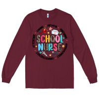 Burgundy school nurse Long Sleeve Tee - MaliasSmallBusiness