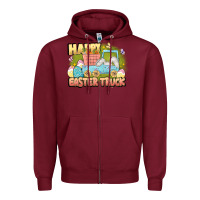 Burgundy Happy Easter truck Zipper Hoodie - LillyAllenDesigns