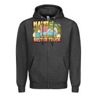 Charcoal Heather Happy Easter truck Zipper Hoodie - LillyAllenDesigns