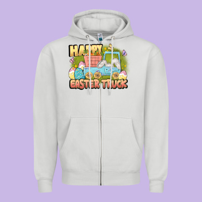 Happy Easter Truck Zipper Hoodie Designed By Lillyallendesigns