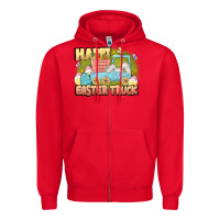 Red Happy Easter truck Zipper Hoodie - LillyAllenDesigns