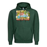 Sports Green Happy Easter truck Zipper Hoodie - LillyAllenDesigns