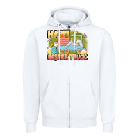 White Happy Easter truck Zipper Hoodie - LillyAllenDesigns