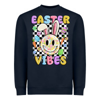Navy easter vibes smiley face Heavyweight Sweatshirt - MaliasSmallBusiness