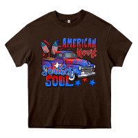 Chocolate Brown American heart southern soul truck 4th of july Heavy Core Tee - CowGirlArtShop