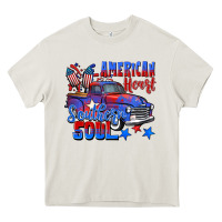 Cream American heart southern soul truck 4th of july Heavy Core Tee - CowGirlArtShop