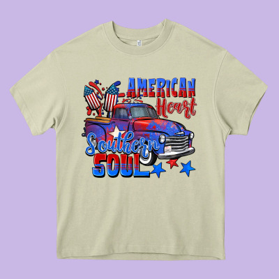 American Heart Southern Soul Truck 4th Of July Heavy Core Tee Designed By Cowgirlartshop