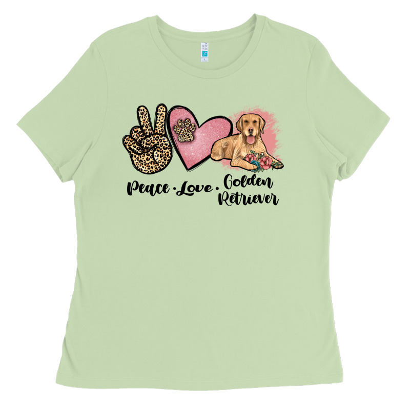 Peace Love Golden Retriever Ladies Tee by JahusDesignShop | Teevron